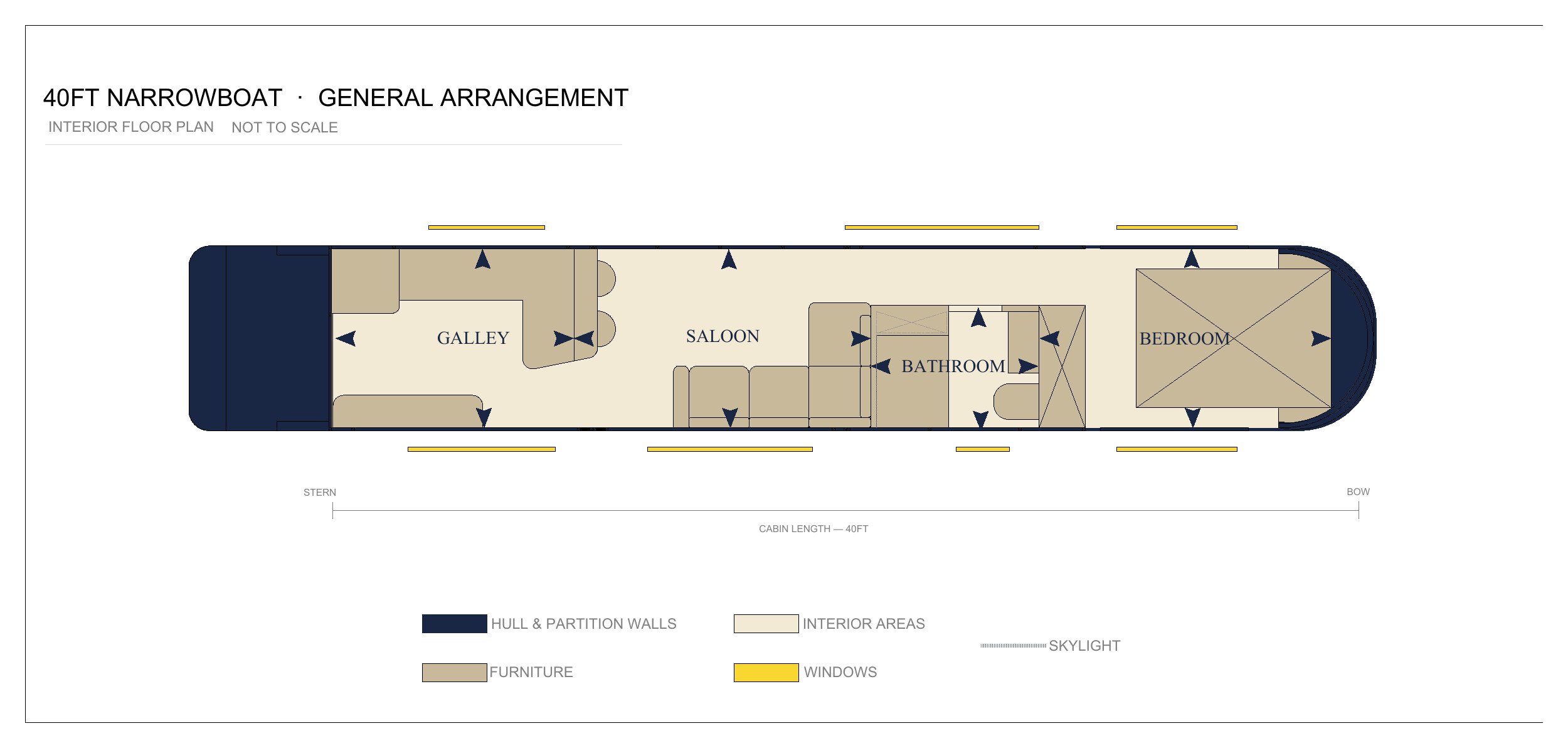 Indicative Oakums 40ft Bowless floor plan