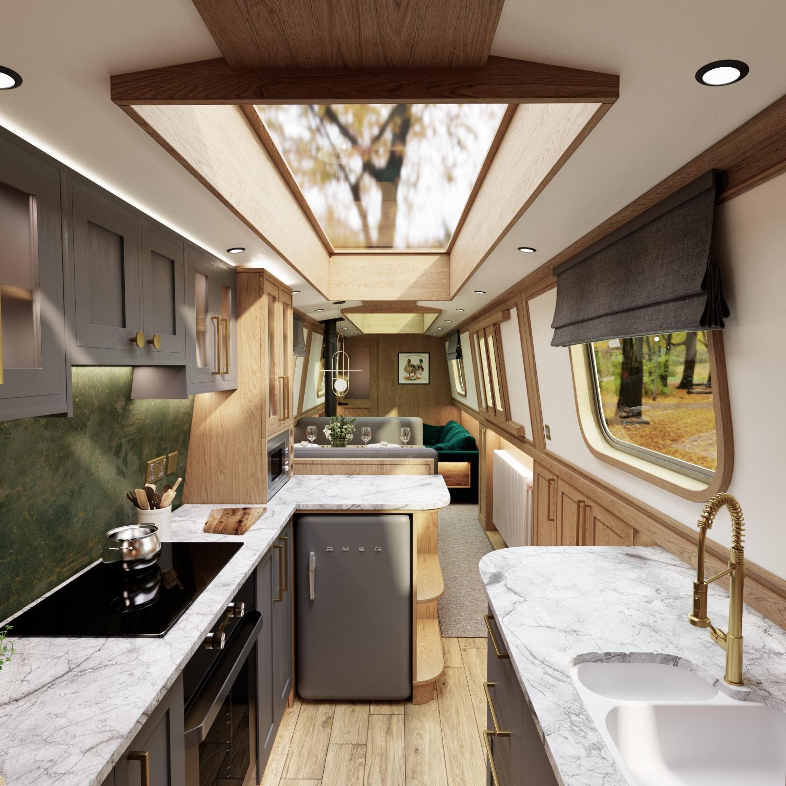 Completed Oakums Open Bow narrowboat